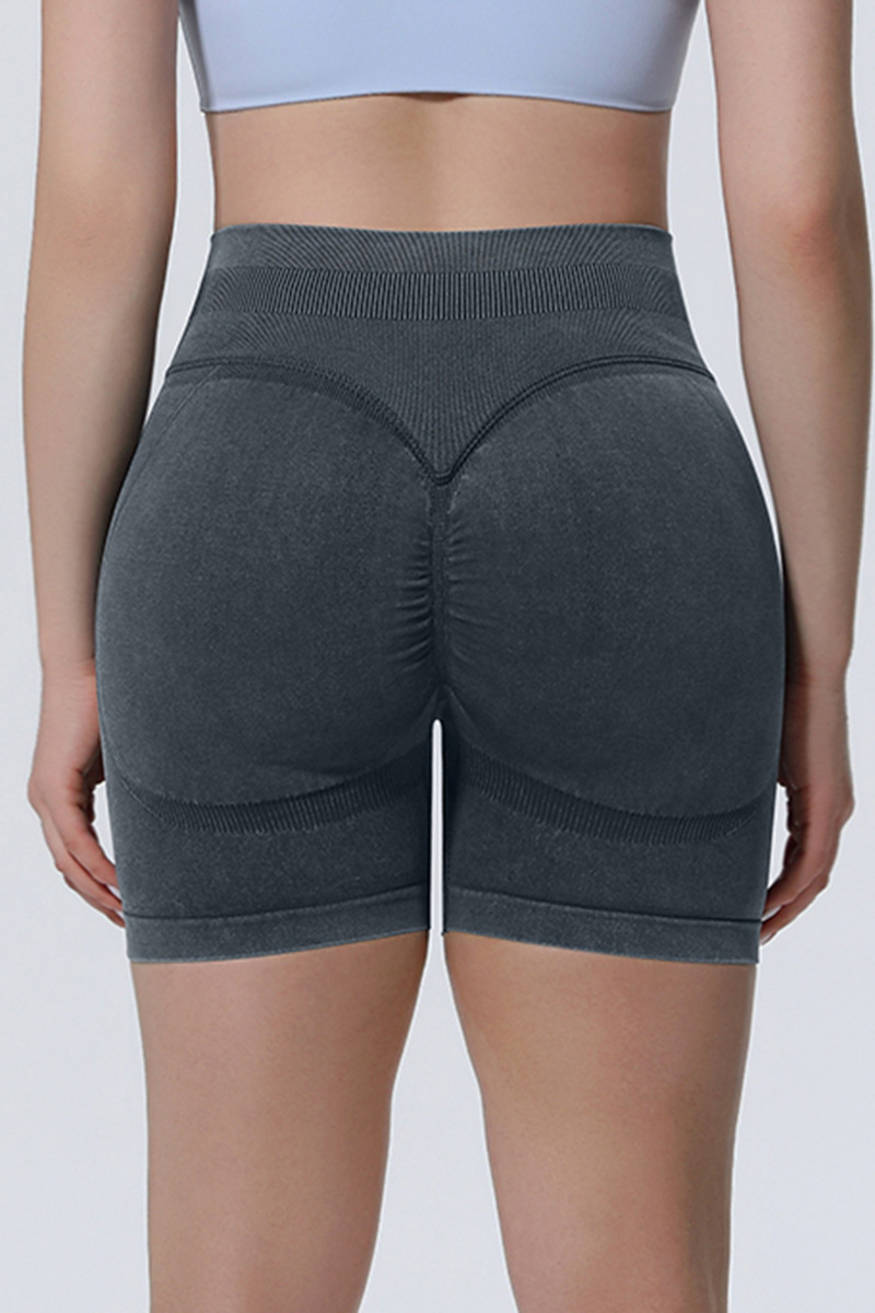 Women's Athletic Seamless Washed Pleated  Yoga Shorts