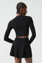 Women's Petal Long Sleeve Top And Tennis Skorts Two-Piece Set