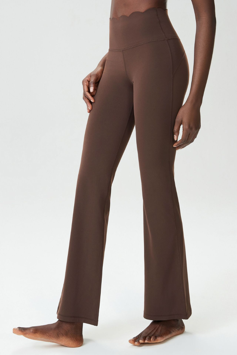 Women's Petal Hem Solid Flared  Yoga Pants
