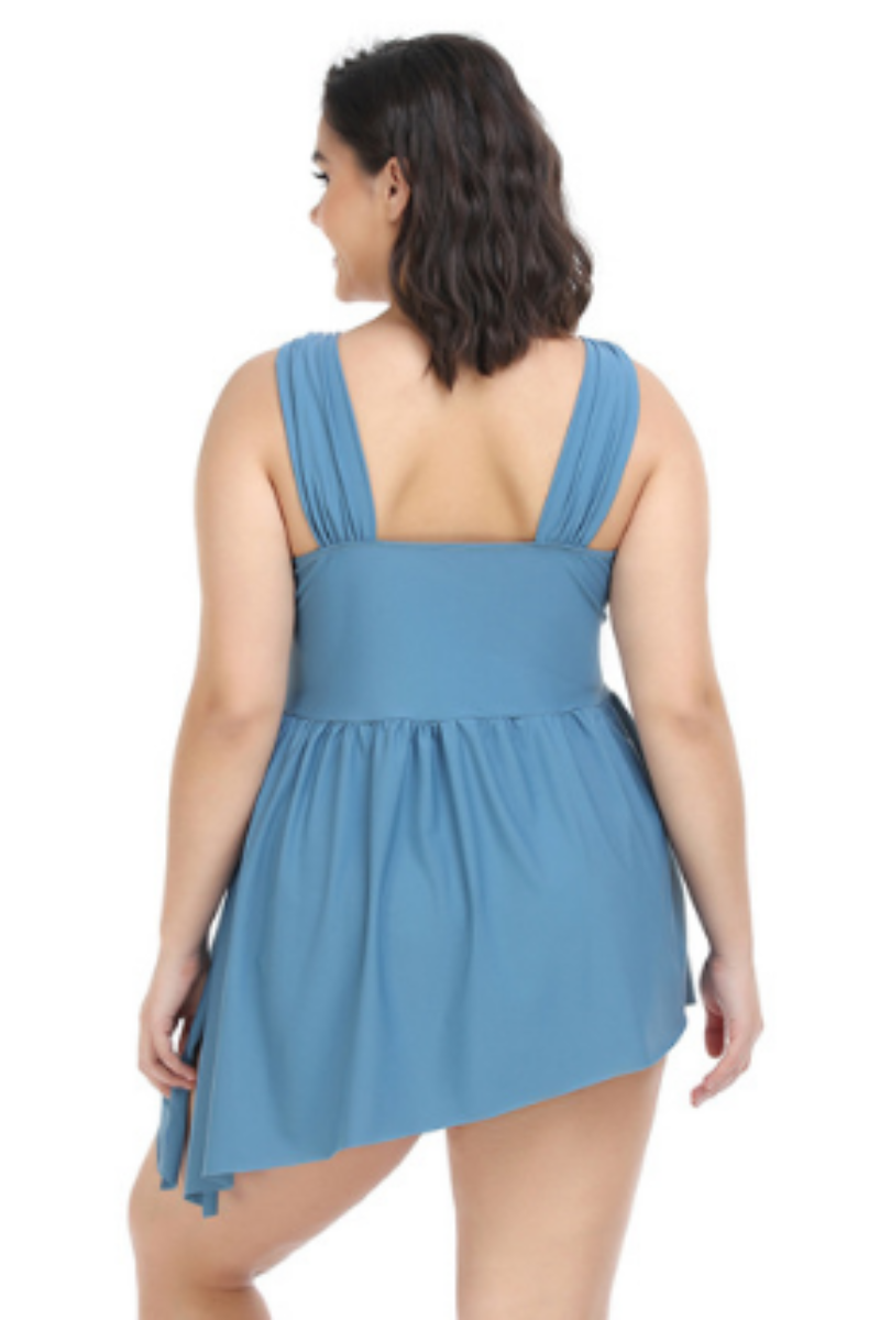 Plus Size Women's V-neck Pleated Two Piece Set Tankini