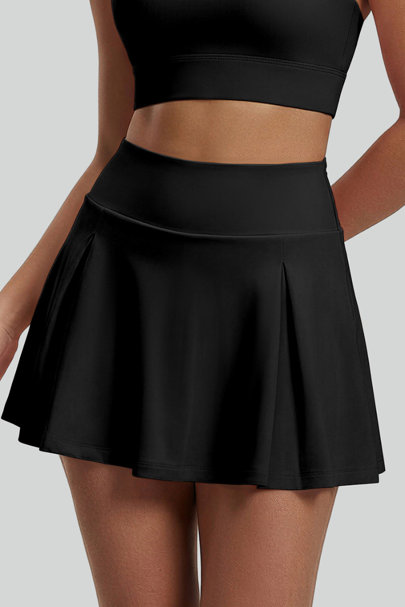 Women's High Rise A- Line Pleated Sports Tennis Mini Skort