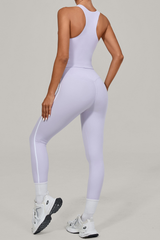Women's Athletic Set:U-neck Bra And Side-Stripe Leggings