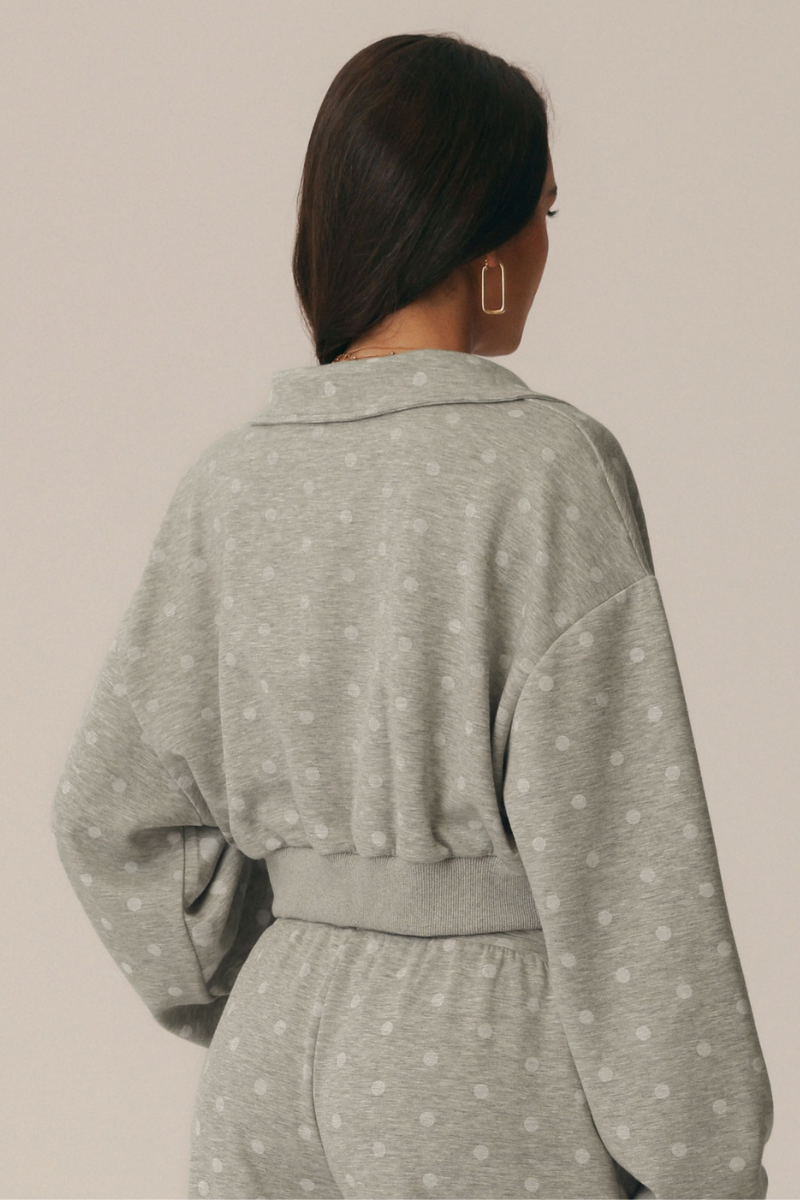 Women's Fall Polka Dot Cropped  1/4 Zip Sweatshirt