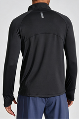 Men's Half Zip Mock Neck Finger Cuffs Long Sleeve Sports Top