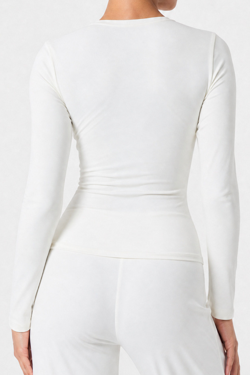 Women’s V-Neck Thumbhole Form-Fitting Long Sleeve Yoga Top