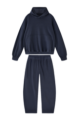 Women's 100% Cotton Fall Washed Hoodie & Curved Sweatpant Set