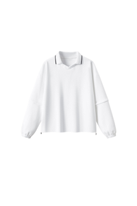 Men's Fall V-Neck Polo Collar Detachable-Sleeve Sweatshirt