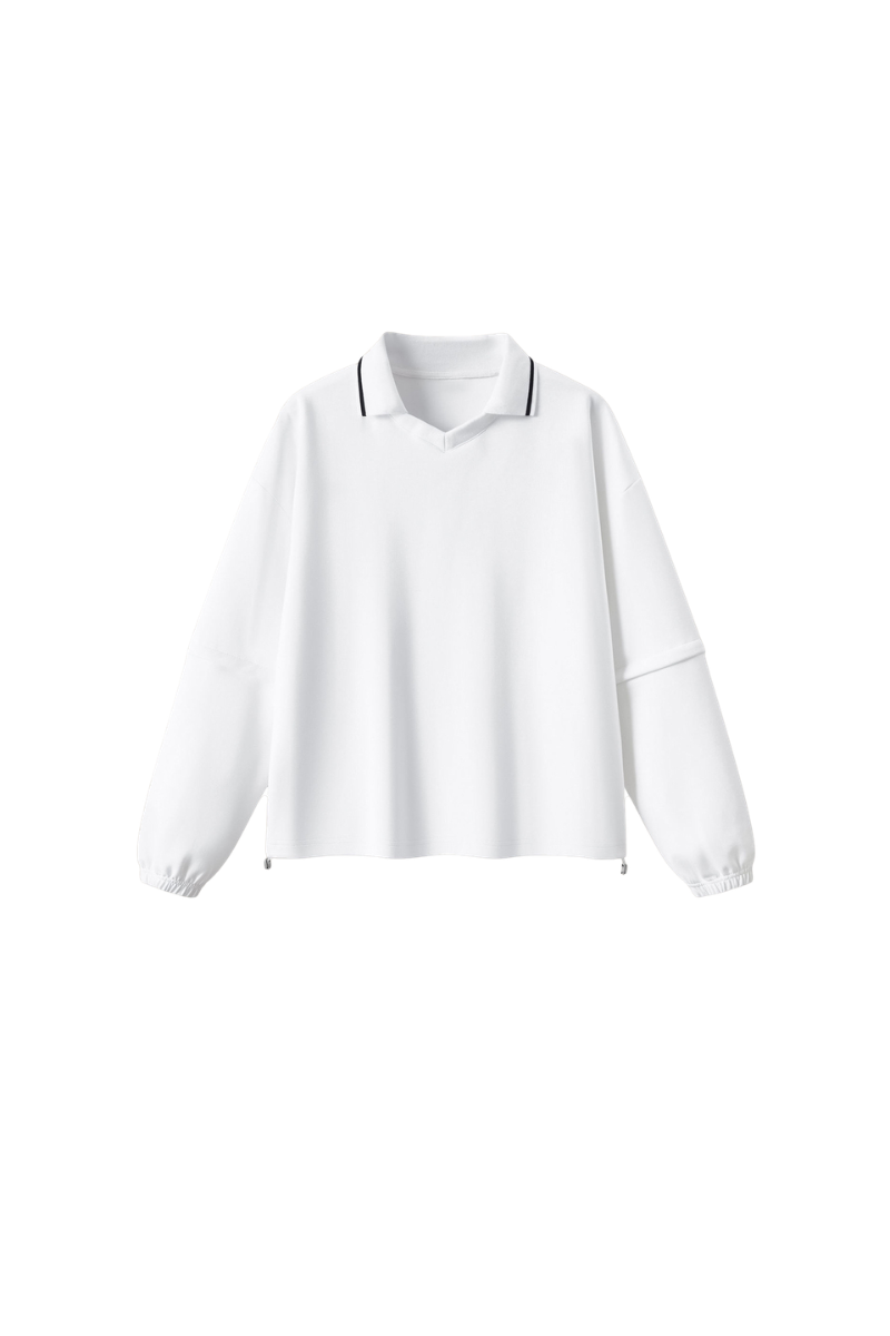 Men's Fall V-Neck Polo Collar Detachable-Sleeve Sweatshirt