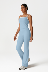 Women High-Waisted Bootcut Butt-Lifting Yoga Set: Vest + Flared Pants