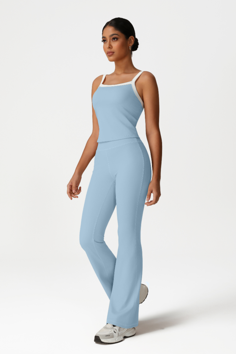 Women High-Waisted Bootcut Butt-Lifting Yoga Set: Vest + Flared Pants