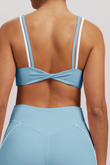 Women's Athletic Double-Strap Color Block Twist-Back Bra