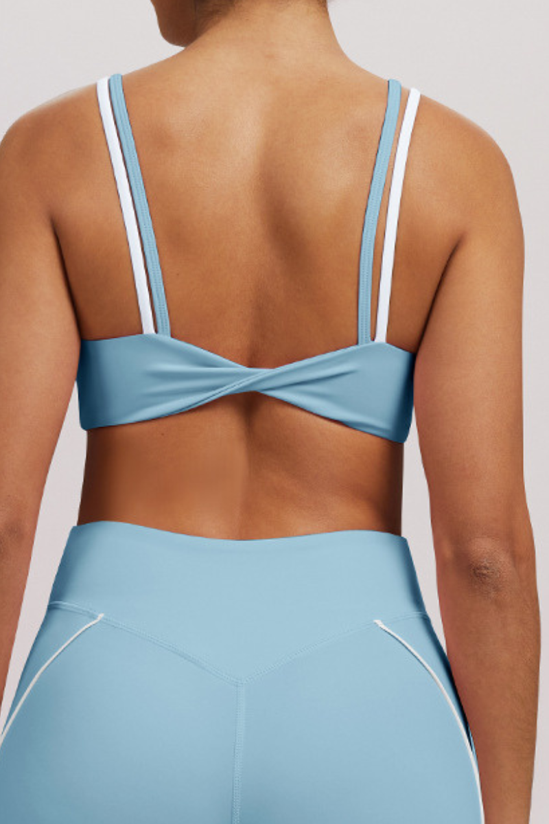 Women's Athletic Double-Strap Color Block Twist-Back Bra