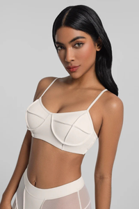 Women's Adjustable Strap Padded Seam Detail Sports Yoga Bra