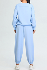 Women's Athletic Set:Pullover And Cuffed Sweatpants