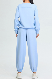 Women's Athletic Set:Pullover And Cuffed Sweatpants
