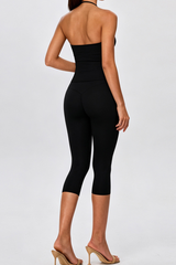 Women's Yoga Sets:Halter Twist Cami Tank Top & Capri Leggings
