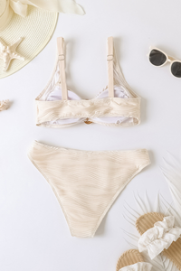 Women's Solid Ruched Wide Strap Sexy Bikini