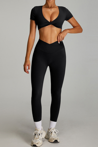 Women's Set:Twist-Front Tank TopTank Top And High Waist Leggings