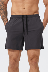 Men's Solid Quick-Dry Breathable Drawstring Sports Shorts