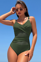 Women's Mesh-Stitched Twist-Front One-Piece Swimsuit