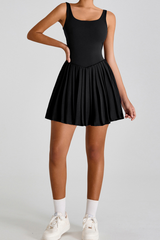 Women's Backless U-Neck Anti-Exposure Pleated Tennis Dress