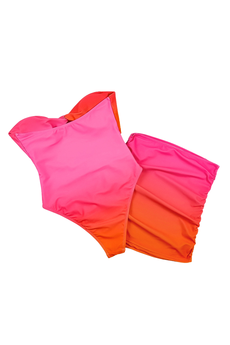 Women's Sexy Ombre Cross V-Neck Slim Cover-up Bikini Set