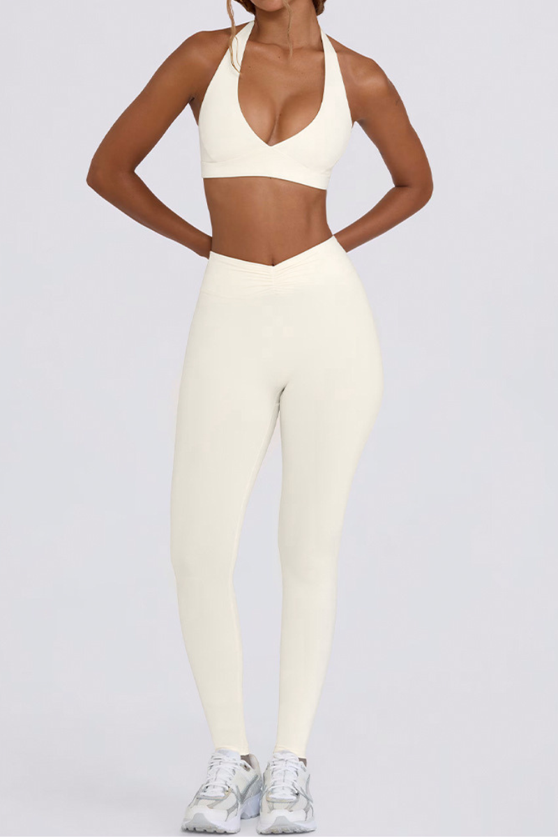 Women's Brushed Pleated Sports Yoga Legging