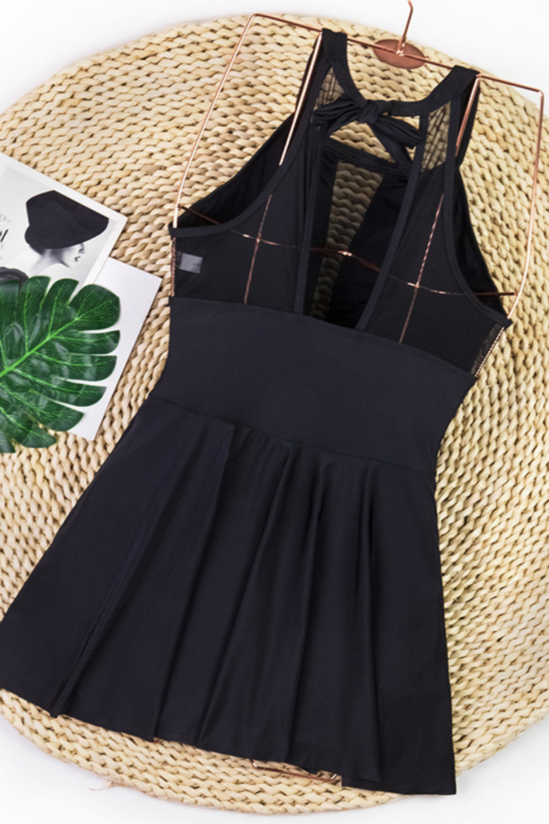 Women's Halter Dress - Solid Sleeveless Quick Dry Backless