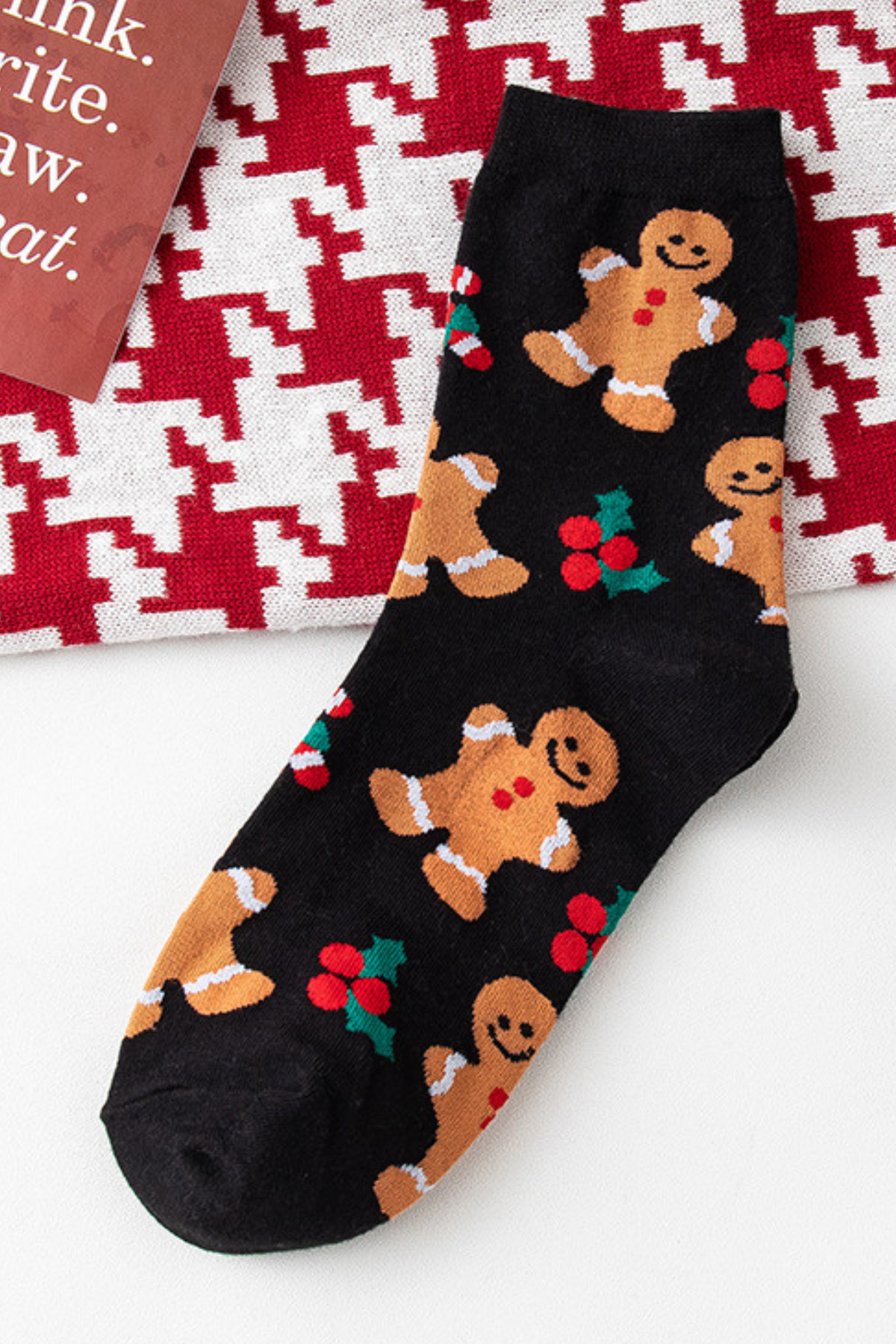 Women Christmas Reindeer Santa Snowman Print Mid Calf Socks