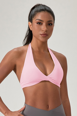 Women’s Twist-Front Halter Backless Sports Bra