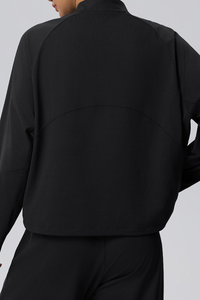 Women's Fall Half-Zip Drawstring Hem Mock Neck Athletic Top