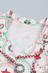 Women's Scallop Pattern Christmas Pajama 2pcs Set