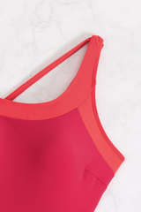 Women's Color-Blocked One-Shoulder Swimsuit