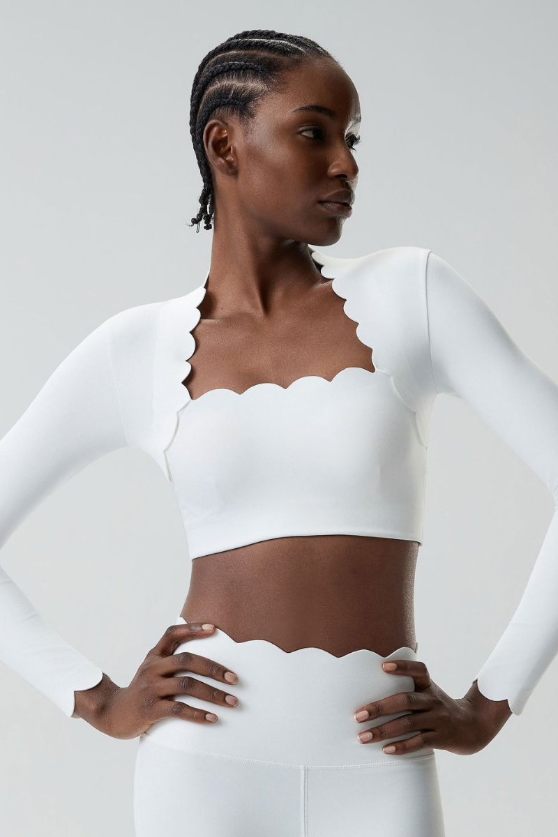 Women's Petal Cap Sleeve Long Sleeve Crop Top