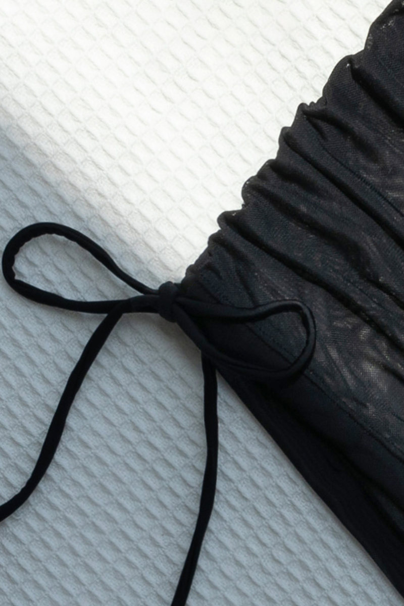 Women's Side Tie Ruched Mesh Swim Shorts