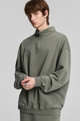Collared, semi-zippered sweatshirt