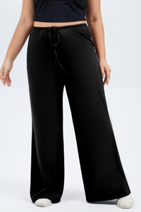 Plus Size Women's Drawstring Waist Loose-Fit Yoga Wide-Leg Pants