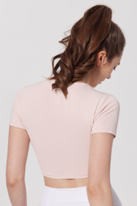 Women Twist Front V-Neck Cropped T-shirt( Bra Not Included)
