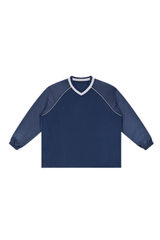Men's Mesh V-Neck Raglan Color Block Long Sleeve Jersey