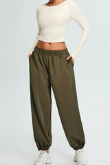 Women's Set:U-back Long Sleeves T-shirt And Cuffed Sweatpant