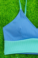 Women's V-Neck Color Block Crossover High Waisted Bikini