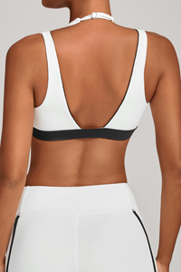 Women's Athletic Color-Block Double Shoulder Straps Yoga Bra