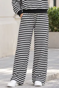 Plus Size Women's Fall Stripe Elastic Waistband Casual Pants