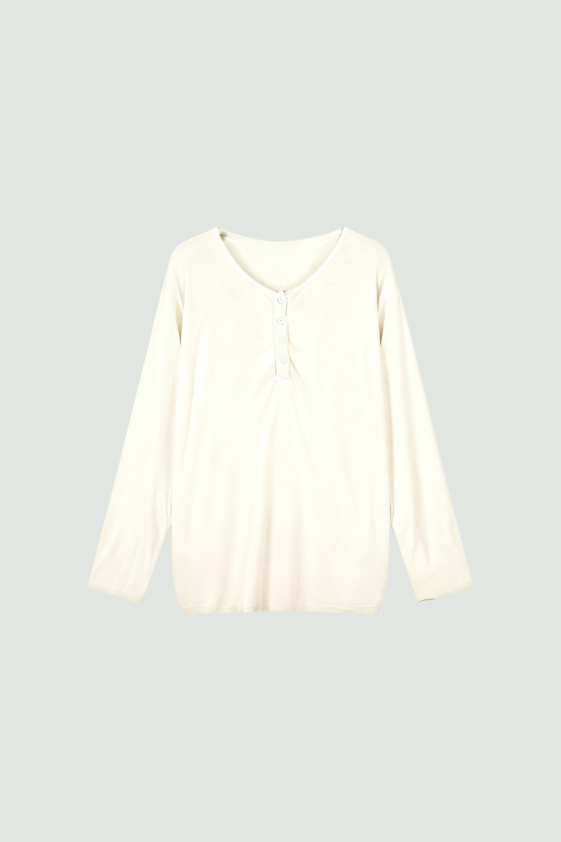 Women's Spring Outdoor Sheer Henley V-Neck Long Sleeve Top