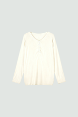 Women's Spring Outdoor Sheer Henley V-Neck Long Sleeve Top