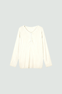 Women's Spring Outdoor Sheer Henley V-Neck Long Sleeve Top