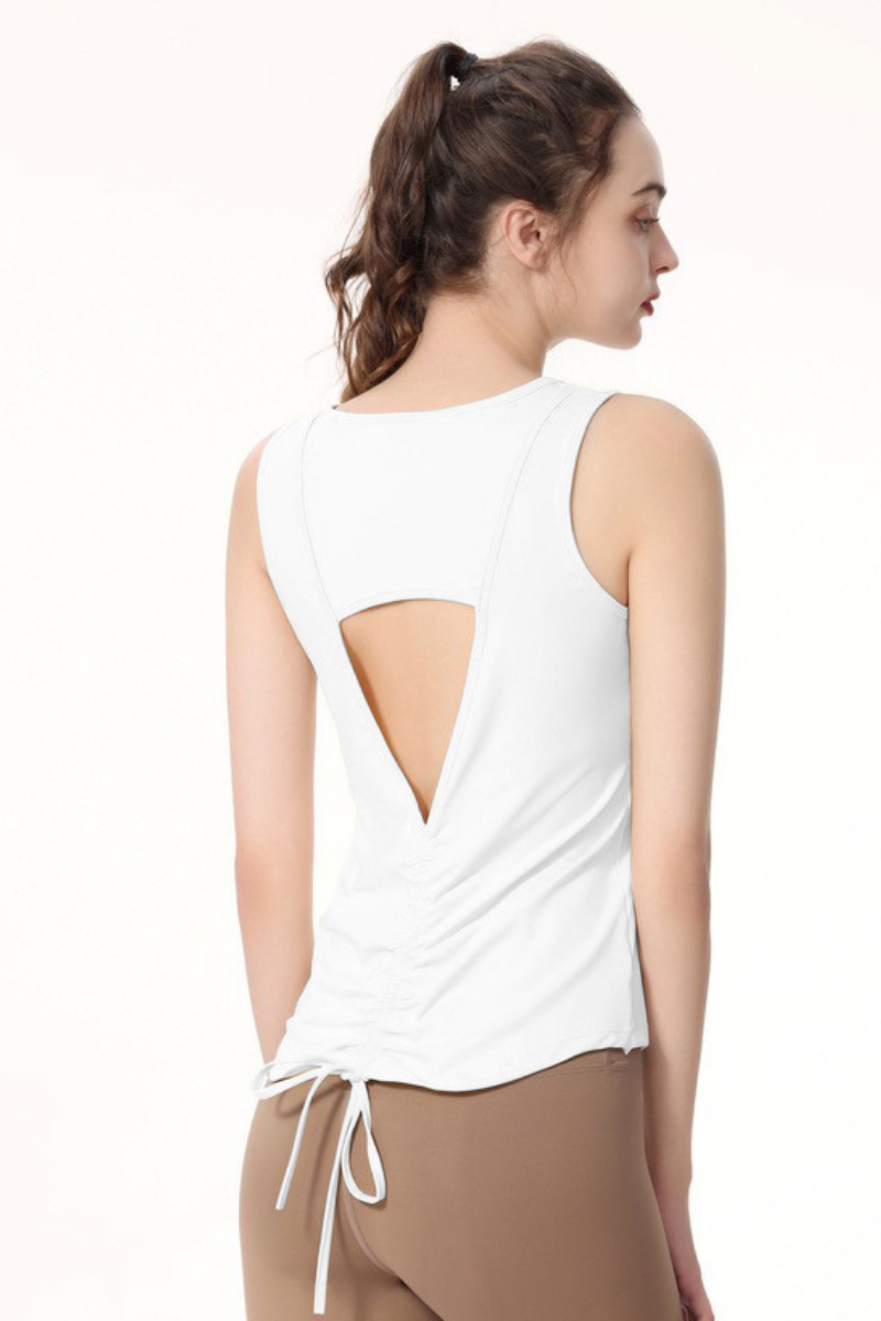 Women's Back Cutout Drawstring Workout Tank Top