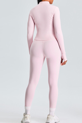 Women's Athletic Set:Stand Collar Jacket And Slim Leggings