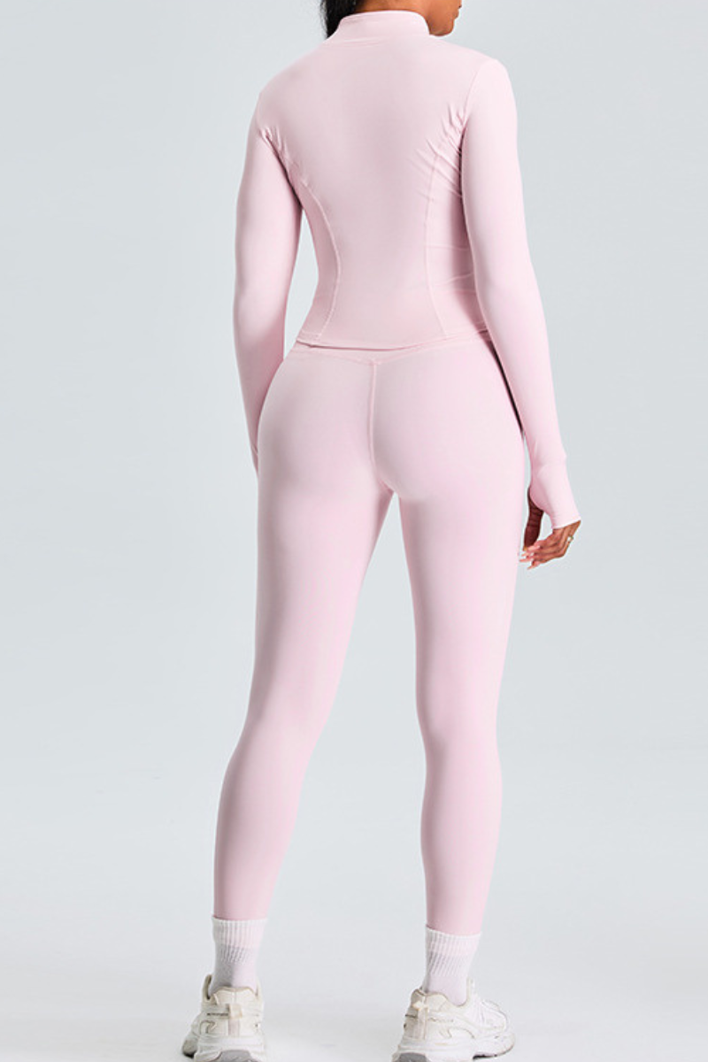 Women's Athletic Set:Stand Collar Jacket And Slim Leggings