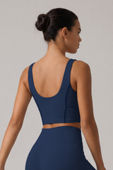 Women's Wide Strap U-Back Sport Bra with Soft Boning Support